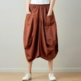 thumbnail image 2 of Tfken Summer Women Skirts Elastic Waist Solid Color Long Skirts Trendy Daily Wear Female Comfortable Clothes Brown, 2 of 9