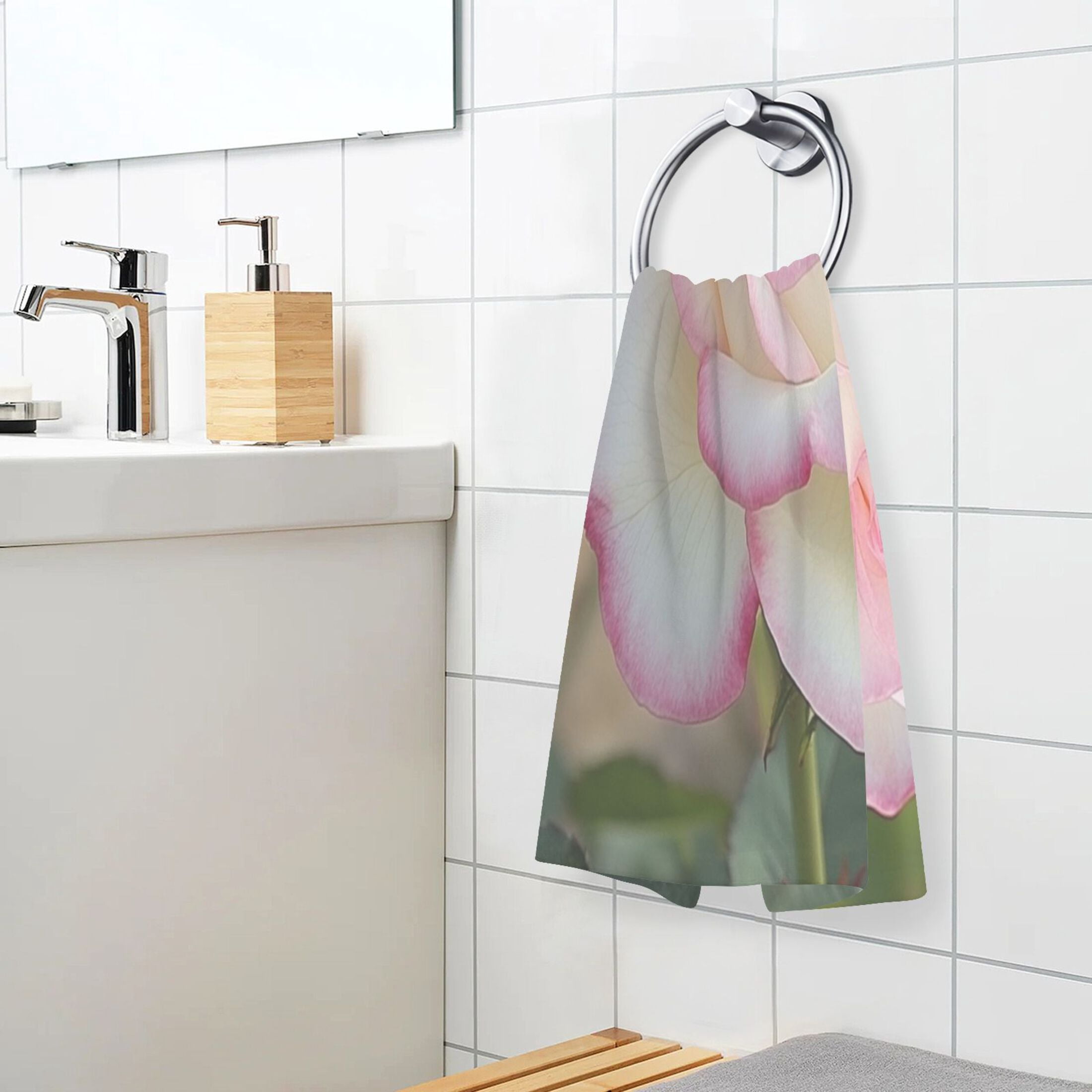 Cotton Towel Two-Piece 16x28 Inch One Sizex2 Face Towel Set Towel Set Cotton Hand Bath Towel Bathroom Beach A Pink Rose