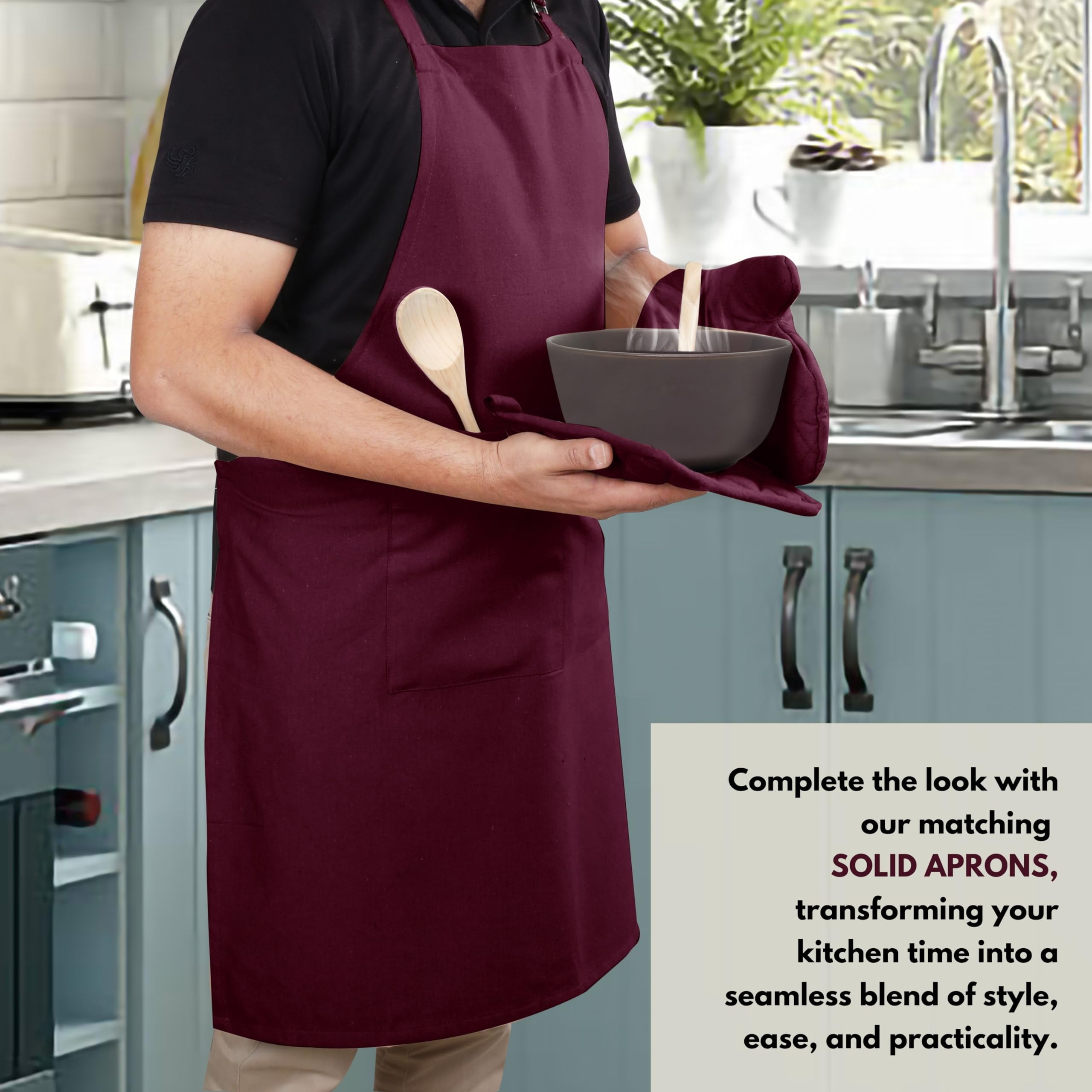 Native Fab 10-Piece Kitchen Set – Features Oven Mitts, Potholders, Kitchen Towels & Dishcloths, Heat Resistant, Durable Cotton, Perfect for Cooking, Baking, and Everyday Kitchen Tasks - Burgundy Wine