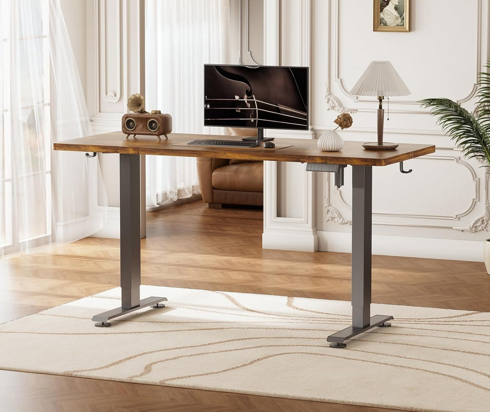 55 Inch Electric Height Adjustable Standing Desk with Memory Presets, Ergonomic Sit-Stand Home Office Desk, Cable Management, Easy Assembly