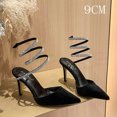 thumbnail image 1 of 2024 Roman Sexy Pointy Thin Heel Back Empty Single Shoe Rhinestone Snake Wrapped High Heels Wedding Shoes FGS, 1 of 7