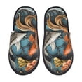 thumbnail image 1 of Balery Colorful Koi Fish Art Pantuflas de Casa de Felpa Silenciosas con Diseño Estampado, Zapatillas Cómodas Antideslizantes de Algodón para Interior-Large, 1 of 8