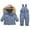 Blue, variant on 2024 1-5T Boys and Girls Two Piece Snowsuit Winter Warm Baby Thickened Hooded Down Puffer Jacket Ski Bib Pants Suit Beige