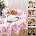 thumbnail image 4 of Blue Christmas Tablecloth Round 60 Inch Winter Woodland Deer Pine Snowflake Tree Decoration Table Cloth Washable Fabric Christmas Table Cover for Dining Kitchen Holiday Party Picnic Home Outdoor Decor, 4 of 6