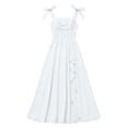 thumbnail image 4 of WNVMWI Childrens Square Neck Maxi Dress Big Girls Ruffled Flowy Dresses Teens Sleeveless Stylish formal Gown 11-12 Years White, 4 of 4