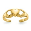 14K Yellow Gold Ring Band Toe Polished Claddagh, Size 6
