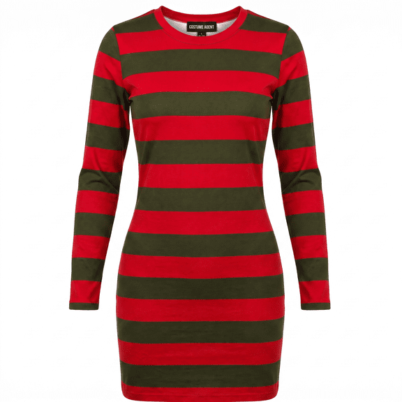 Women's Nightmare Horror Cosplay Striped Long Sleeve Halloween Dress