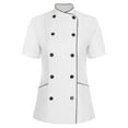 thumbnail image 1 of Oyolan Women's Short Sleeve Cross Collar Chef Coat Double Breasted Chef Jacket Kitchen Restaurant Work Uniform White L, 1 of 7