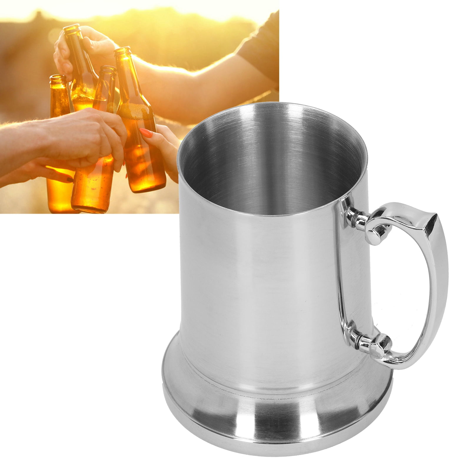 Chope à Bière 560 Ml Double Couche Acier Inoxydable - Chope Isotherme Avec Poignée Pour Bar Et Maison