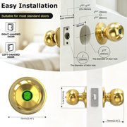 Upgrade Luxe Gold Biometric Door Knob Smart Lock Fingerprint & Key & App Control
