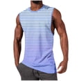 thumbnail image 2 of LODIENY Athletic Tank Tops for Men Casual Striped Color Block Printed Summer Sleeveless Scoop Neck Basic Workout Tees Tops Trendy Holiday Beach Tanks Shirts B-Purple M, 2 of 6