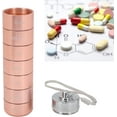 thumbnail image 2 of Organizr de Pastillas de Metal, Organizr de Medicinas de Viaje Semanal de Metal Apilable, Caja de Tabletas de Aleación de Aluminio Impermeable Portátil con Cordón de Oro Rosa, 2 of 3