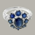 thumbnail image 4 of LBG British Made Solid 925 Sterling Silver Natural Sapphire Womens Anniversary Ring - 33 size options - Size 12, 4 of 7