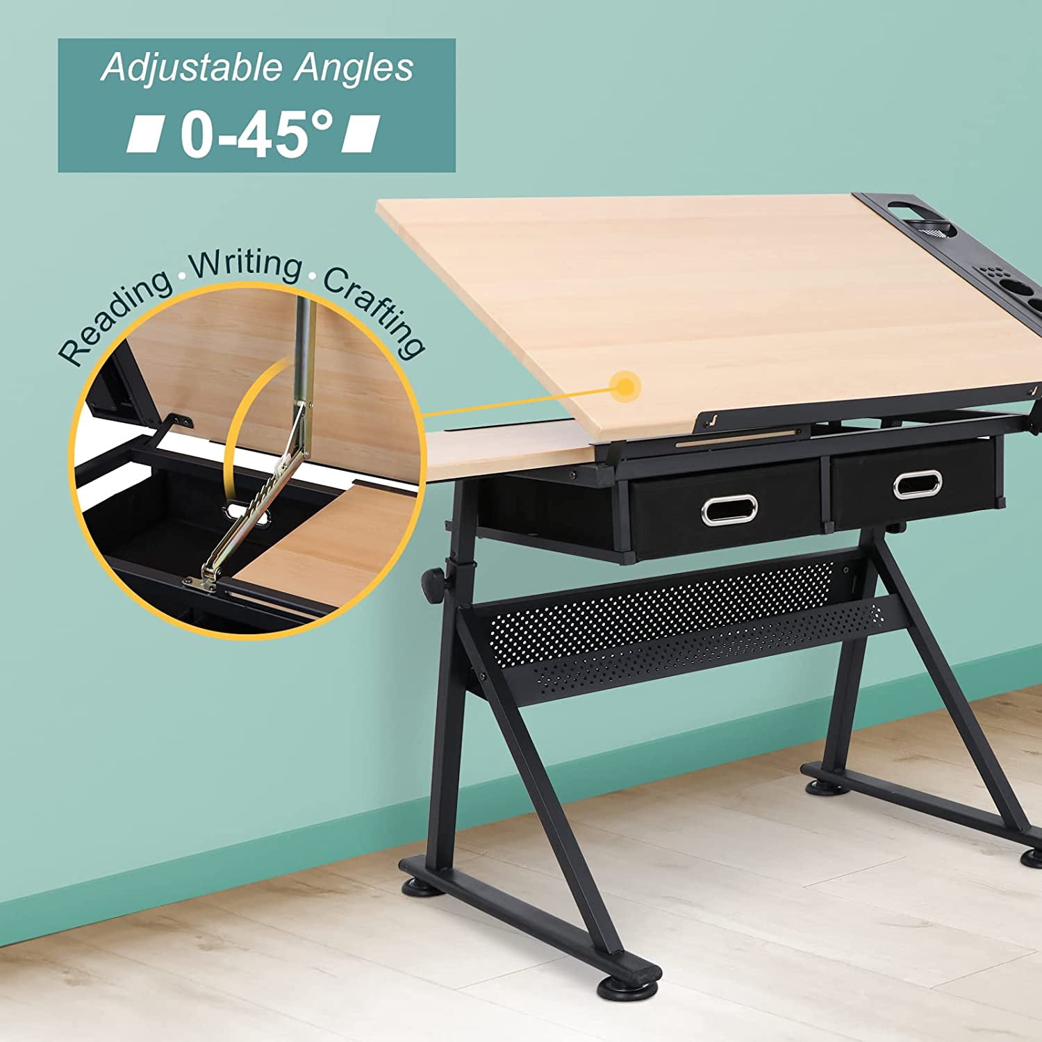 Adjustable Drafting Table For Artists - 39.37" Height, 0-30° Tilt, Drawing & Art Desk