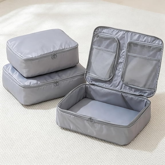 Foldable Breathable Meshes Garment Organizers 3 Compartment Luggage Storage Bag for Travel Accessory Spacious Travel Bag 13x29x35CM
