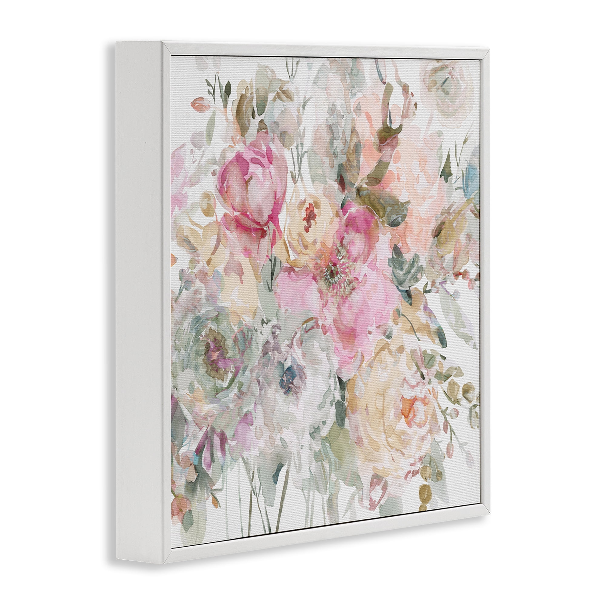 Stupell Industries Romantic Pastel Petals White Framed Giclee Art, design by Carol Robinson