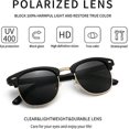 thumbnail image 2 of cornice Nera/ Lente Grigia Polarizzata Retro Round Semi-sans Monture Lunettes De Soleil Polarises Protection Uv Pour Hommes/femmes, 2 of 5