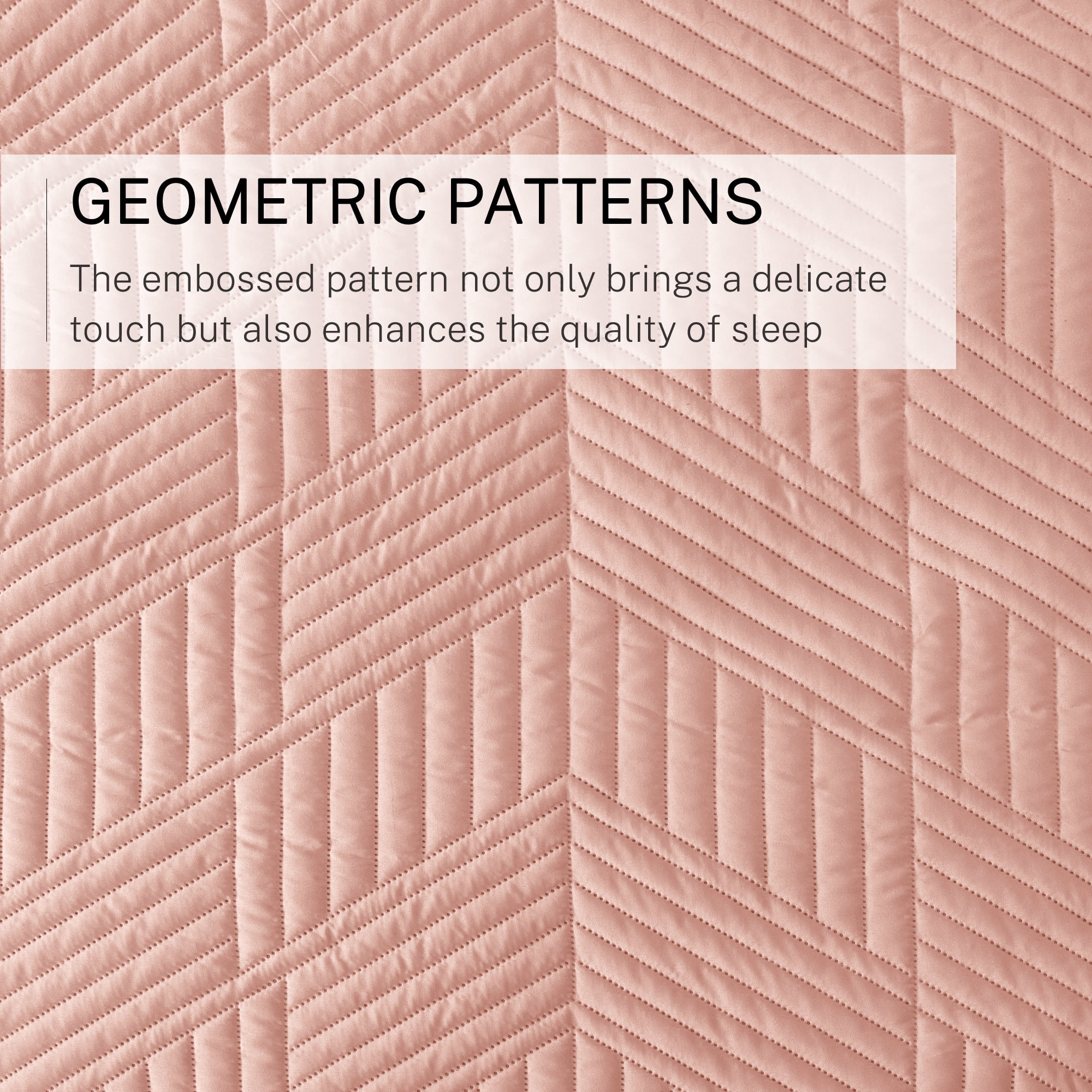 Exclusivo Mezcla Ultrasonic King Quilt Bedding Set, Lightweight Blush Pink Bedspreads Soft Modern Geometric Coverlet Set