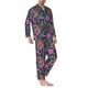 thumbnail image 2 of Balery Floral Pijama para Hombre de Dos Piezas con Manga Larga, Conjunto de Dormir y Descanso Suave con Bolsillos-Large, 2 of 7