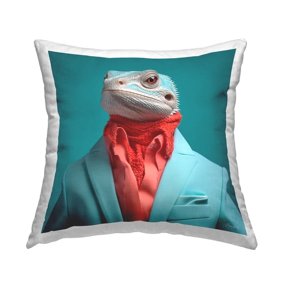 Stupell Industries Fancy Iguana Fashion Decorative Printed Throw Pillow, 18 x 18
