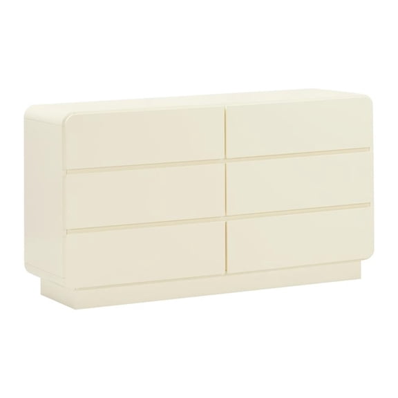 Pemberly Row Handmade Transitional Cream 6-Drawer Wooden Dresser