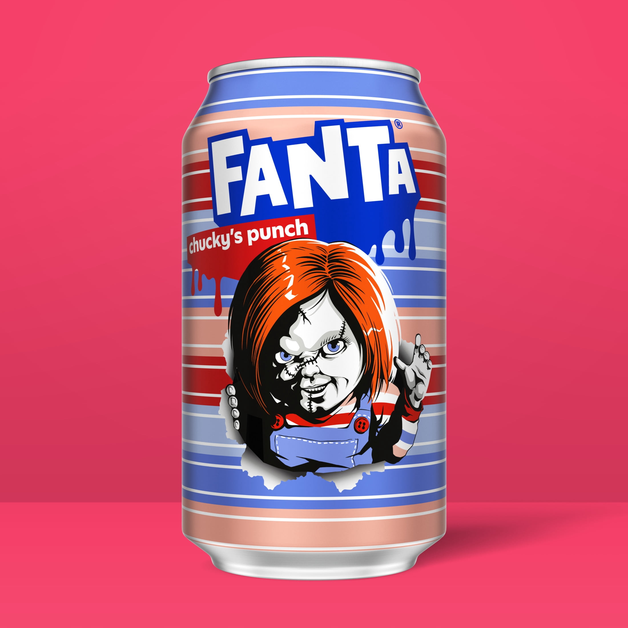 Fanta Fruit Punch Caffeine Free Soda Soft Drink, Chucky's Punch Halloween Edition, 12 fl. oz. cans, 12 pack