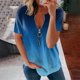 thumbnail image 2 of Gibobby Blusas De Moda Camisa de moda con cremallera para mujer（Azul， M), 2 of 4