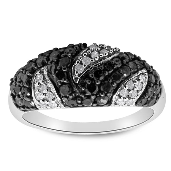 SuperJeweler 1 Carat Black and White Diamond Intricate Ring In Sterling Silver For Women