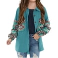 thumbnail image 3 of Spring Autumn Aztec Print Corduroy Jacket Girls Kids Casual Button Down Loose Lapel Jacket Coat for 5-14 Years, 3 of 6