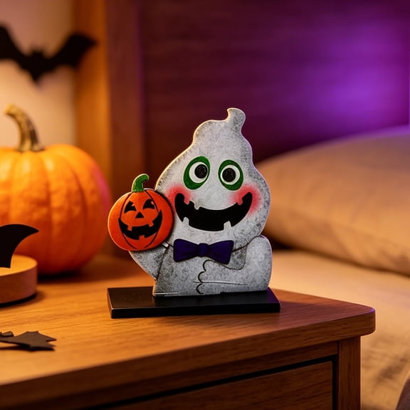 Halloween Wooden Tabletop Ornaments Spooky Wooden Sign Decorations Halloween Tiered Tray Decor Halloween Party Scene Decor for Home Indoor Mantel Shelf Desktop