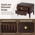 thumbnail image 4 of Noble House Modern Nightstand with 2 Drawers, Wave Design Bedside Table with Metal Handles,Dark Brown, 4 of 9