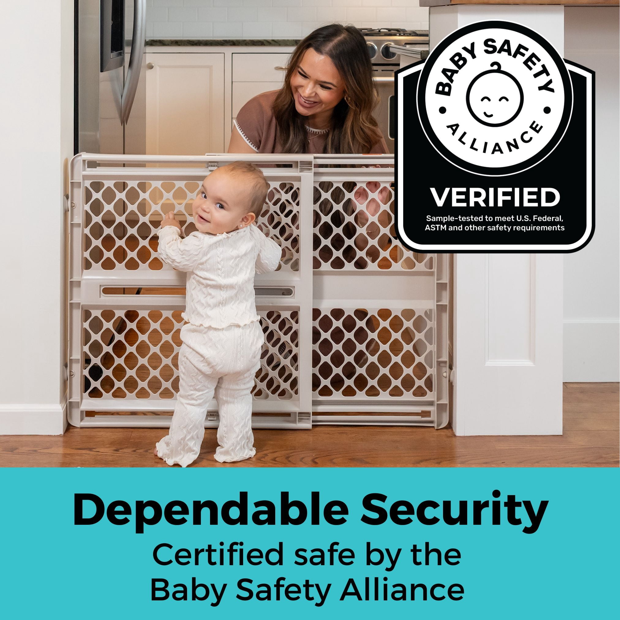 Toddleroo by North States Supergate Ergo Child Safety Gate, 26"-42" Wide, Sand