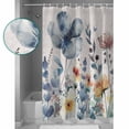 thumbnail image 3 of 54x78 Inch Shower Curtain Decorative Blue Spring Floral Bathtub Bath Curtains Fabric Waterproof Bathroom Decor Vintage Watercolor Summer Botanical Small Stall Shower Curtain Set with 12 Hooks, 3 of 6