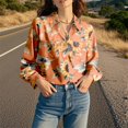 thumbnail image 2 of Chuancc Shirts For Women Long Sleeve Shirts For Women Fall Clothes Womens Office Tops Fall Outfits Tops For Women Trendy Button Down Shirts For Women Khaki L, 2 of 7