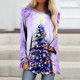 thumbnail image 2 of Camiseta holgada con estampado navideño para mujer, cuello redondo, manga larga Pompotops  FGAJ9497, 2 of 5