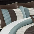 thumbnail image 1 of Chezmoi Collection 8-Piece Luxury Striped Comforter Set (Blue/Brown/Beige, Full), 1 of 5