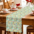 thumbnail image 4 of Boho Teal Green Flower Cotton Linen Table Runner for Dining Kitchen, Spring Watercolor Paisley Floral Leaf Wedding Outdoor Party Tablerunners, Dresser Scarf Coffee Tablecloth Runners 13x72 Inches, 4 of 8