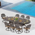 thumbnail image 3 of TPHORK Patio Dining Set,9 Piece Outdoor Furniture Set,8 Person Outside Dining Table and Chairs Set,Metal Swivel Chairs of 8,Oval Table with 1.96" Umbrella Hole, 3 of 9