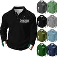 thumbnail image 3 of Hello Darkness My Old Friend Men's Long Sleeve Polo Shirt Button Graphic Top, 3 of 3