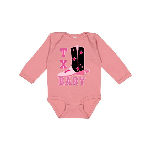 Inktastic Pink Texas Cowboy Baby Girls Long Sleeve Baby Bodysuit
