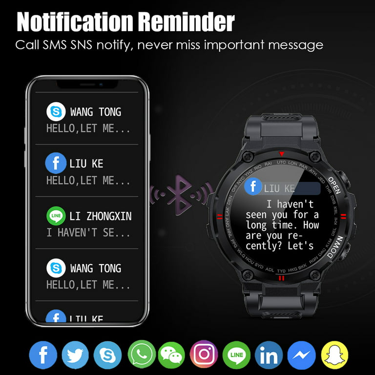 Military Smart Watches for Men, Bluetooth Call (Answer/Make Call) 5ATM  Waterproof Mens Smart Watch 1.43'' Tactical Tracker Fitness Watch