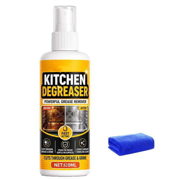 Kitchen Degreaser Spray, Fast Acting Grease Stain Remover, Heavy Oil Carbon Buildup Cleaner, Stove Oven Range Hood Deep Cleaning Solution