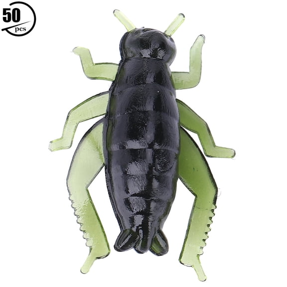 Falleo Clearance 50 pcs Fishing Baits Fake Artificial Lure Green Soft Plastic Cricket Insects