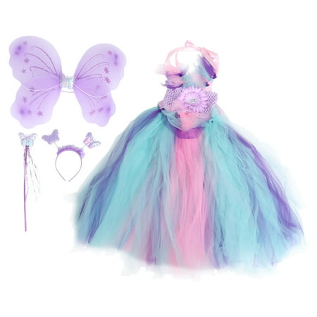 

1Set Girls Performing Suit Show One-Piece Dress Wedding Dress (Purple)