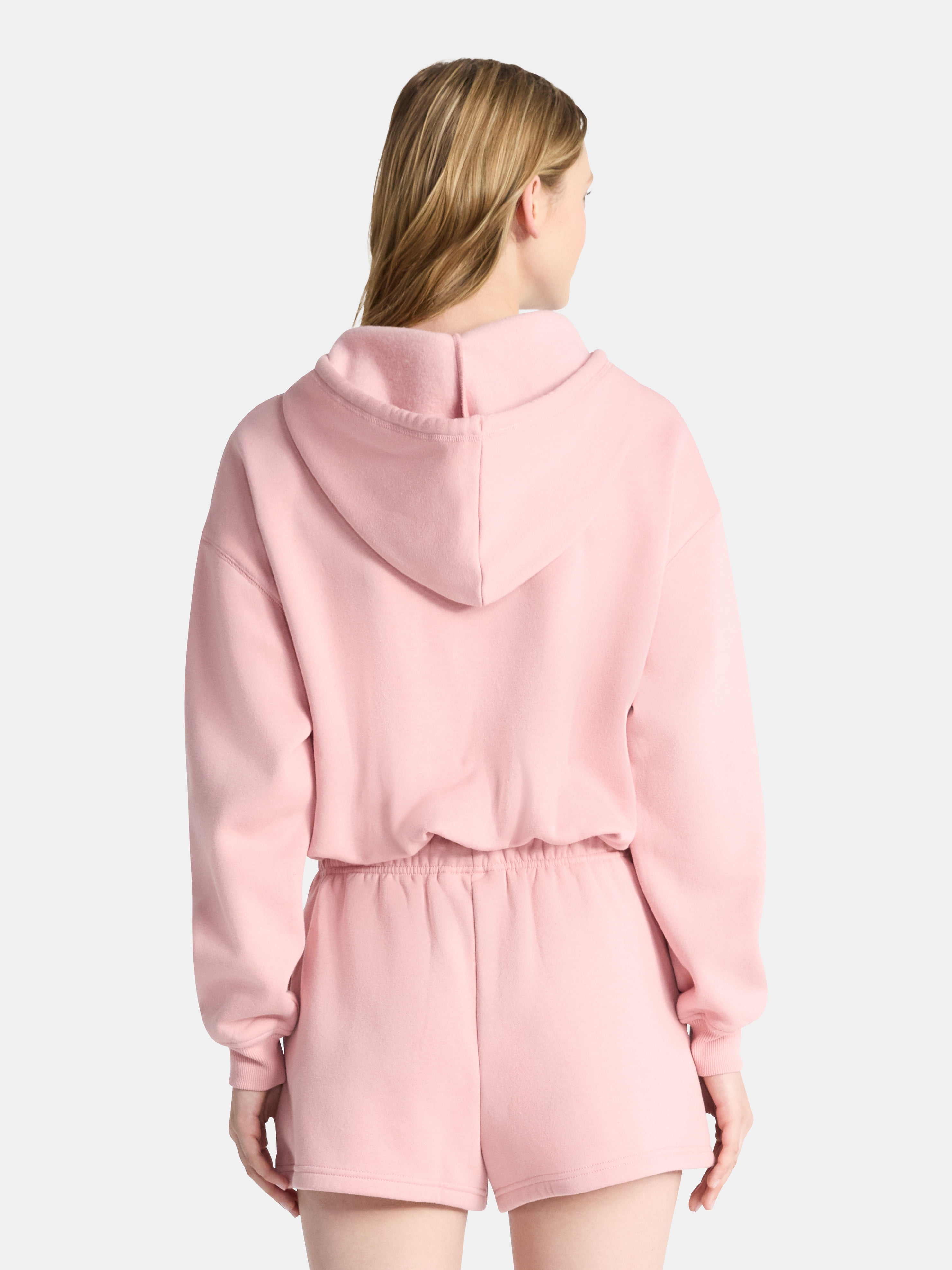 No Boundaries Bubble-Hem Hoodie and Drawstring Shorts Set, 2-Piece, Women’s