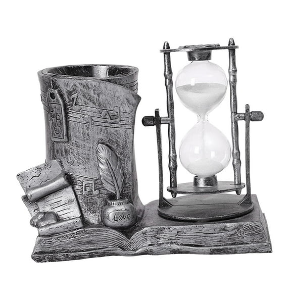 Estilo retro europeo Bolígrafo Reloj de arena Temporizador Centro de mesa Decoración Organizador estacionario Reloj de arena para cocina Oficina Mesa SM SunniMix Bolígrafo reloj de arena