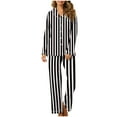 thumbnail image 2 of UAMVSH Womens Pajama Sets 2 Piece Outfits Long Sleeve Striped Sleepwear Button Down Shirts with Pants Set Soft Pj Loungewear, 2 of 7