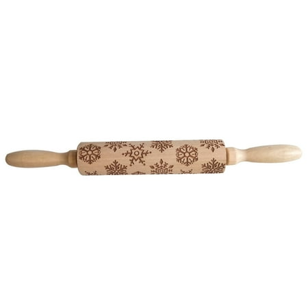 

Huntermoon Christmas Elk Printing Rolling Pin Wooden Laser Engraved Embossed Rolling Pin
