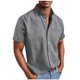 thumbnail image 2 of Blusa y camisa de manga corta con cuello vuelto para hombre, color liso, informal, holgada, con botones y bolsillo, blusa de manga corta con cuello vuelto, blusa de poliéster para hombre, 2 of 5