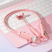 Wireless Earbuds 75hrs Bluetooth 5.3 Headphone Sport, 2024 Bluetooth Earbuds Stereo Deep Bass Over Ear Bud with Earhooks, ENC Noise Cancelling Mic, IPX7 Waterproof Earphone for Workout/Running,Pink